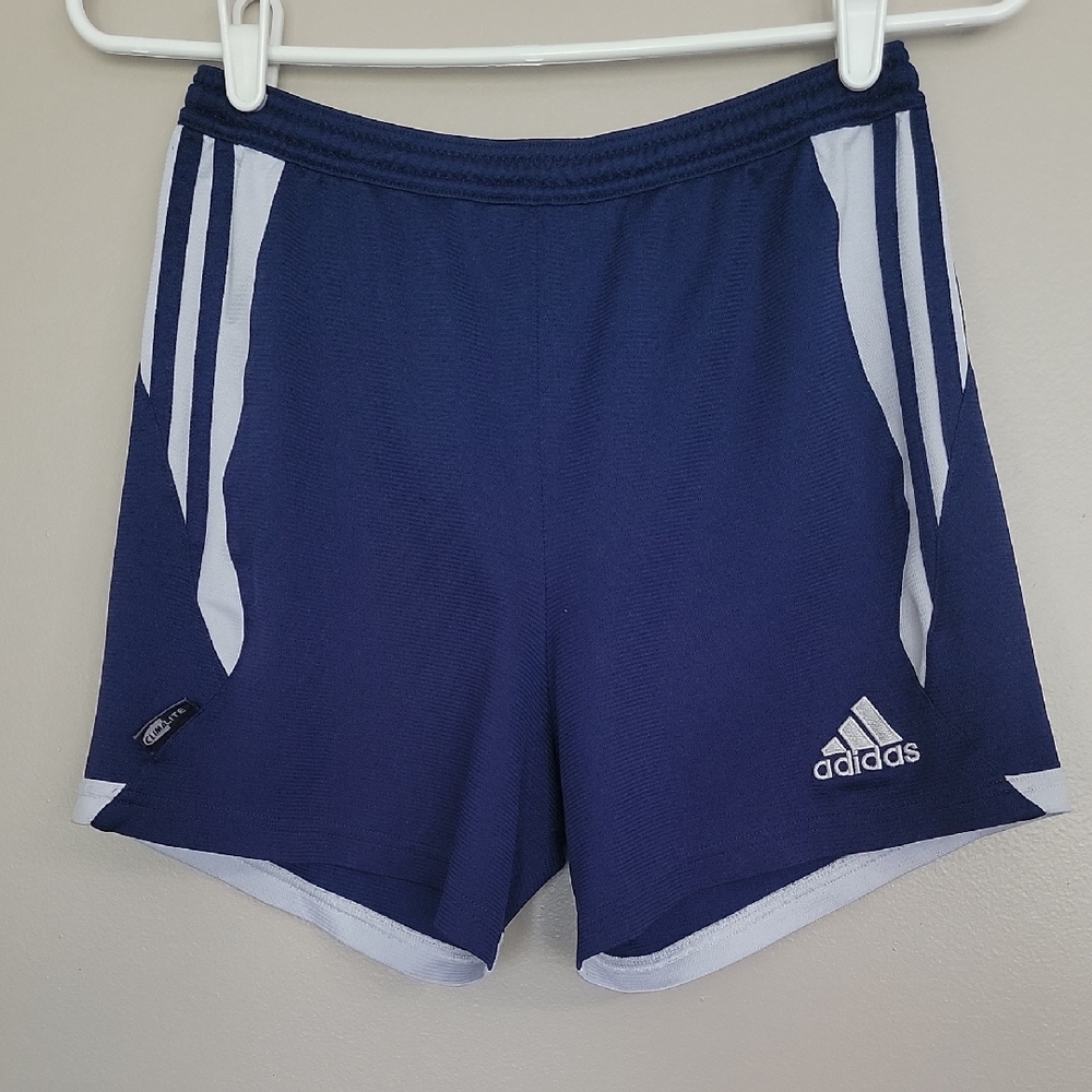 (2/$15) Adidas Climalite Navy Blue and White Girl's Athletic Shorts Size L